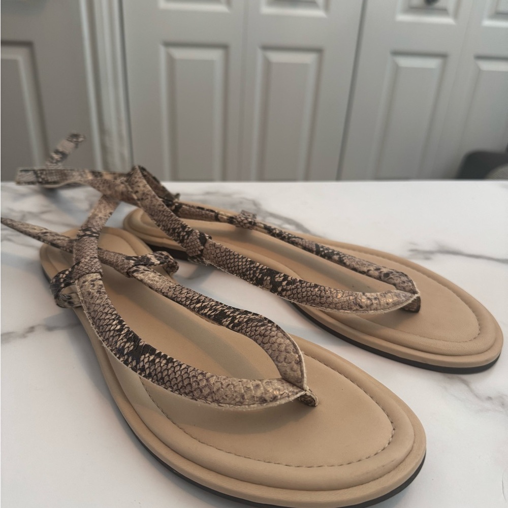 Everlane Cream and Brown Sandals with Braided Straps